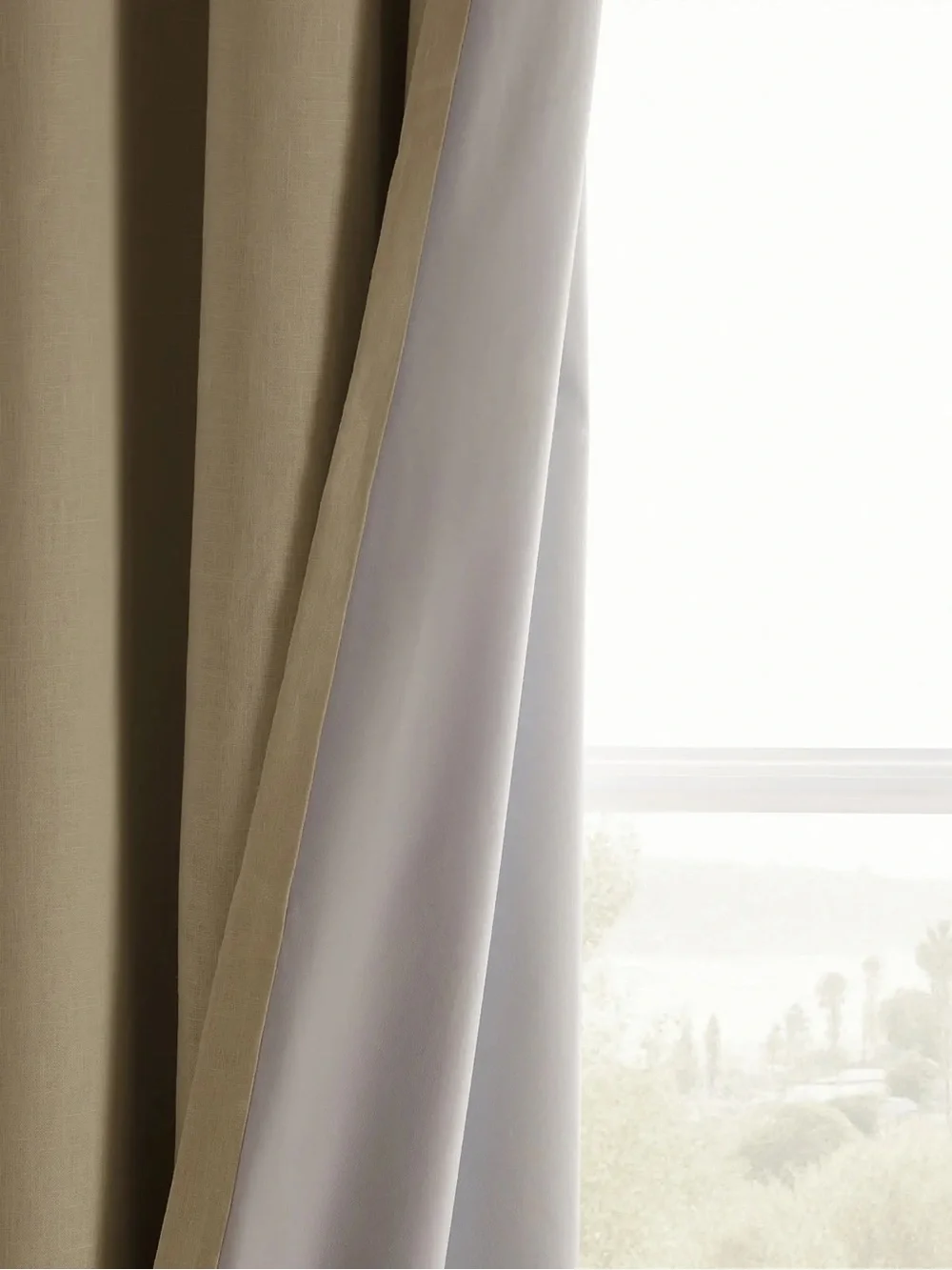 Quince European Blackout Linen Curtain Panel with Grommets in Ivory 48x108